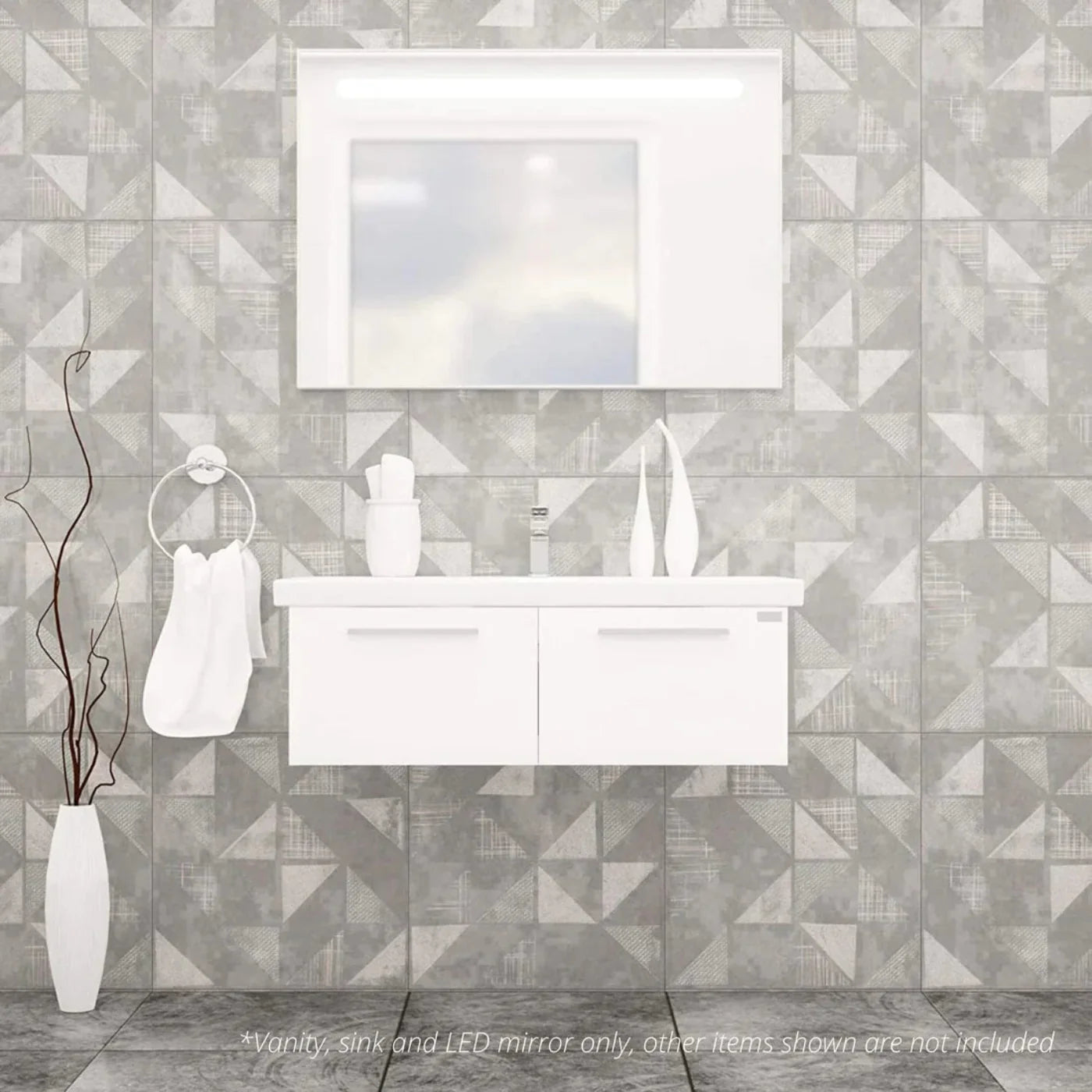 Casa Mare Aspe 40" Glossy White Bathroom Vanity and Ceramic Sink Combo with LED Mirror - Aspe100GW-40