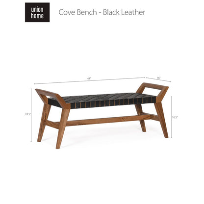 Union Home Cove Bench - Black Leather -  BDM00070
