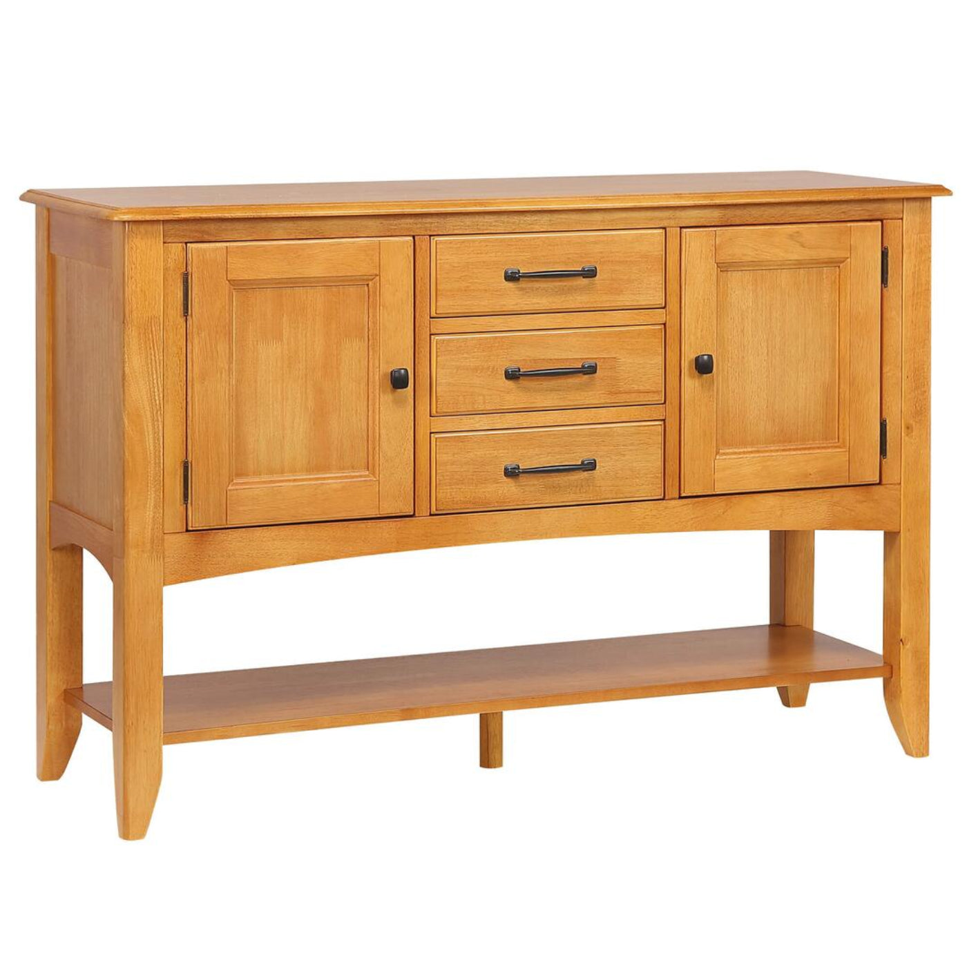 Sunset Trading Selections Sideboard with Large Display Shelf | 3 Drawers 2 Storage Cabinets | Light Oak -  DLU-1122-SB-LO