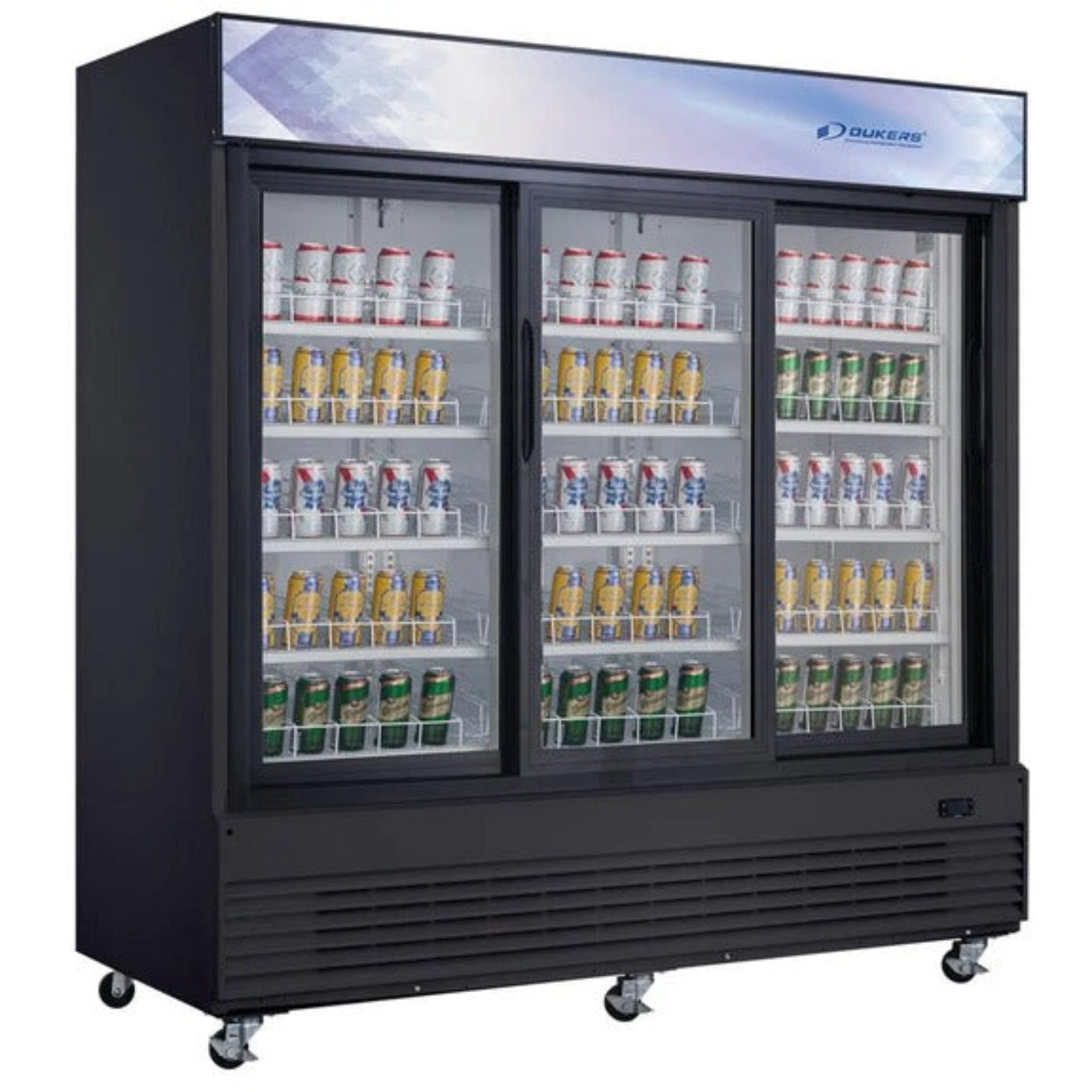 Dukers DSM-68SR 78" Three Glass Swing Door Merchandiser Refrigerator 69 Cu. Ft. - DSM-68SR