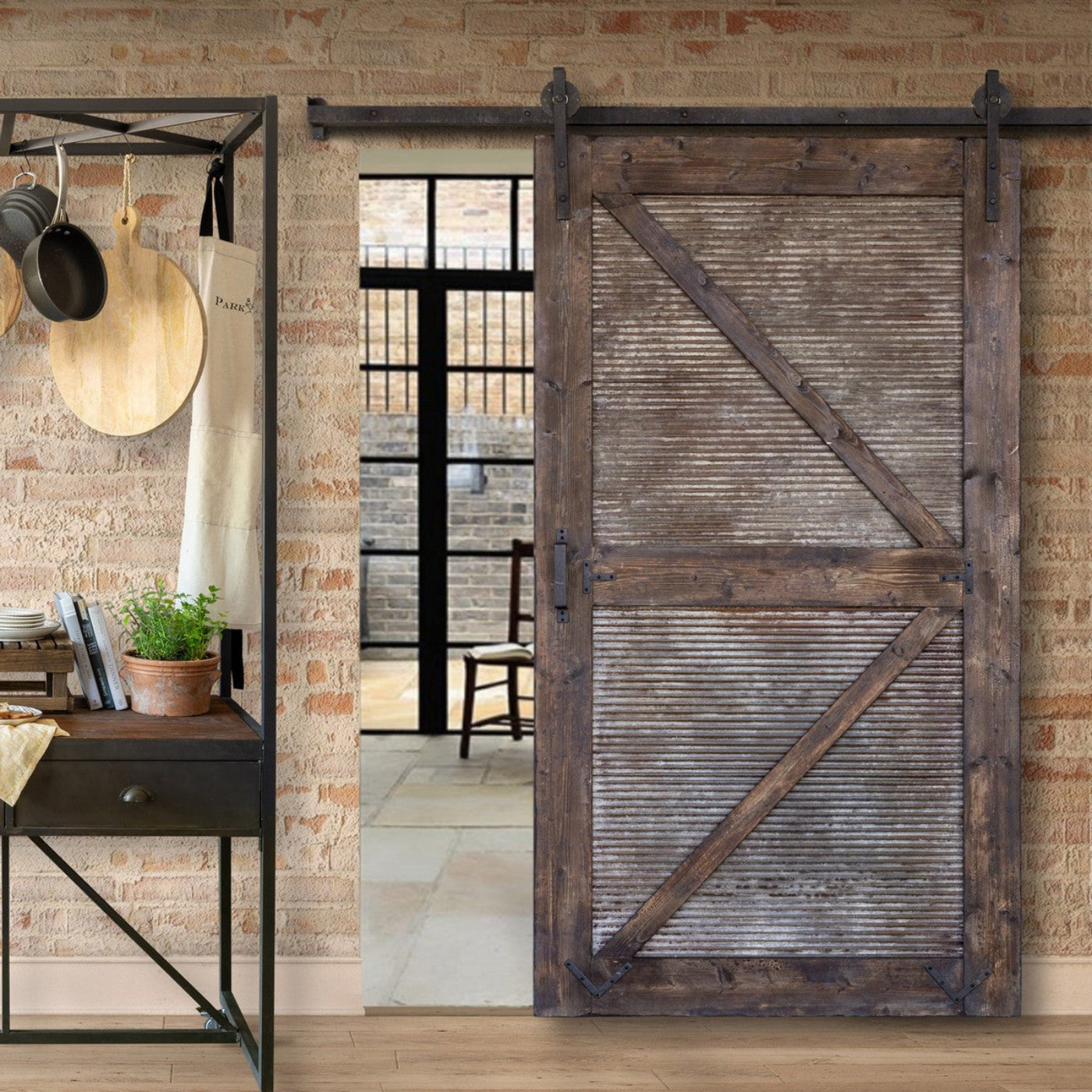 Park Hill Collection Urban Living Sliding Barn Door with Rail Hardware - EHR80863