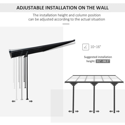 Outsunny 12' x 10' Polycarbonate Pergola, Transparent UV Blocking, Hardtop Gazebo, Aluminum, Gray - 84C-182V01LG