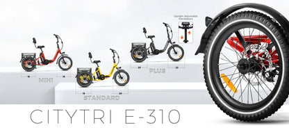 Addmotor 750W 48V CITYTRI E-310 Trike Electric Bike - EB-ADD-E310S-RED