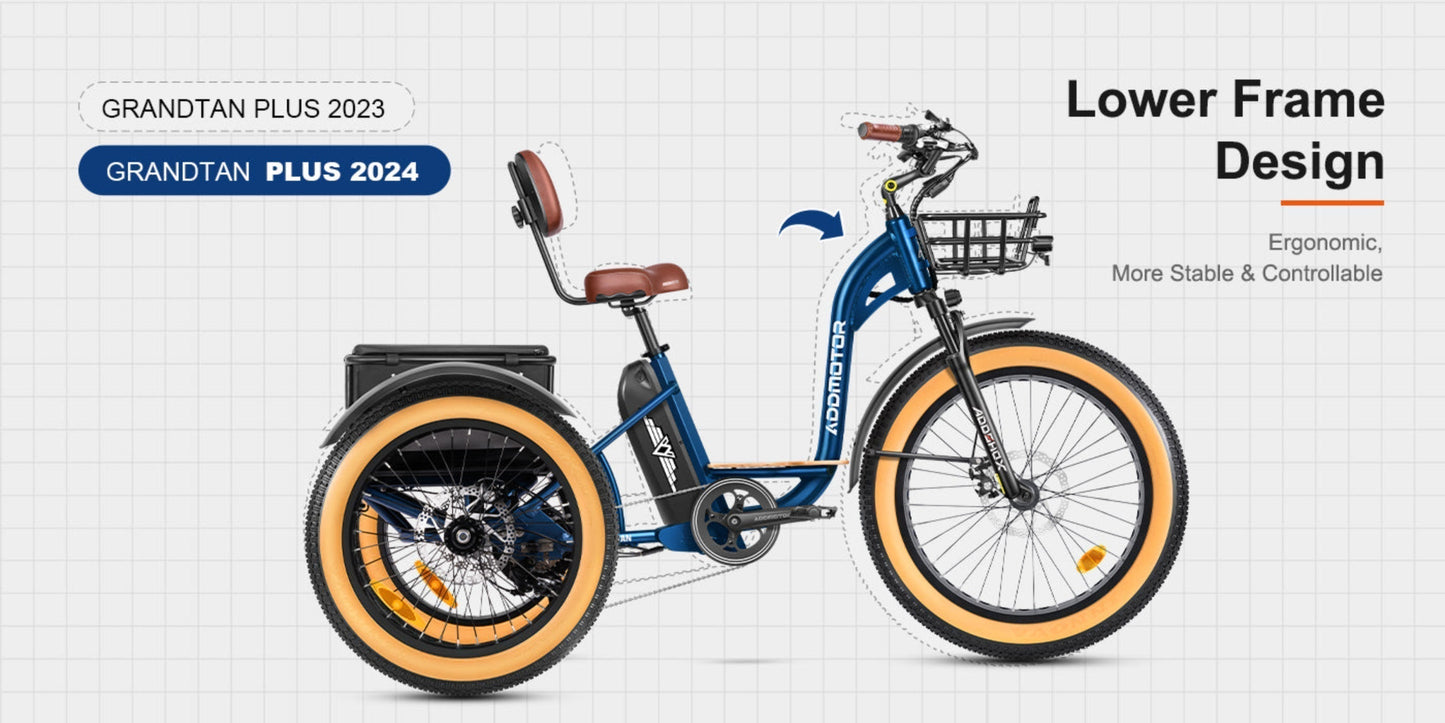 Addmotor 750W 48V Grandtan Plus II Trike Extra Fat Tire Electric Bike - EB-ADD-GTP2-NBL