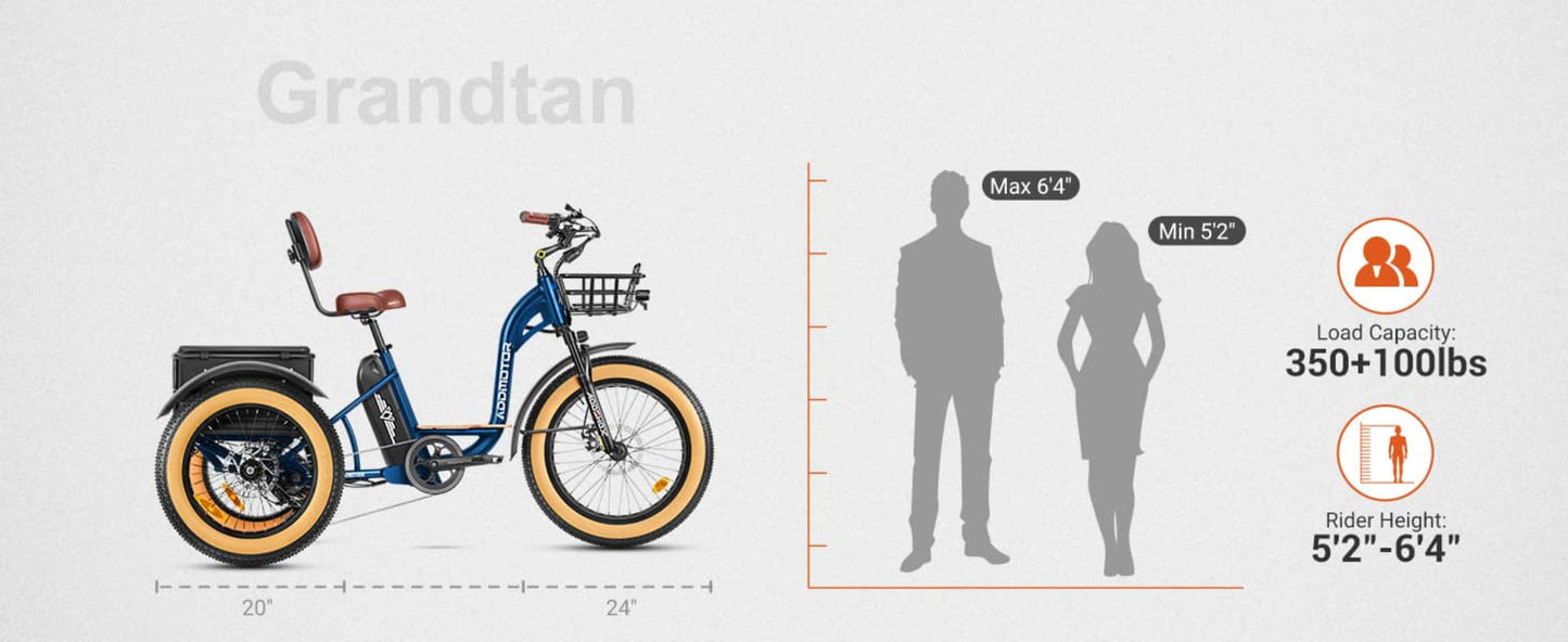 Addmotor 750W 48V Grandtan II Trike Electric Bike -EB-ADD-GTAN2-GRN