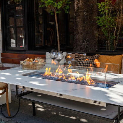 Elementi Plus Oslo Dining Fire Table Outdoor Set Up Commercial Use