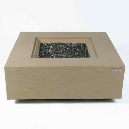 Elementi Uluru Square Sandstone Fire Table with Fire glass Silo