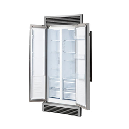 Forno 33-Inch Salerno Side-by-Side Counter Depth Refrigerator 15.6 Cu. Ft. in Stainless Steel with Professional Handle & 4” Decorative Grille  - FFRBI1805-37SG