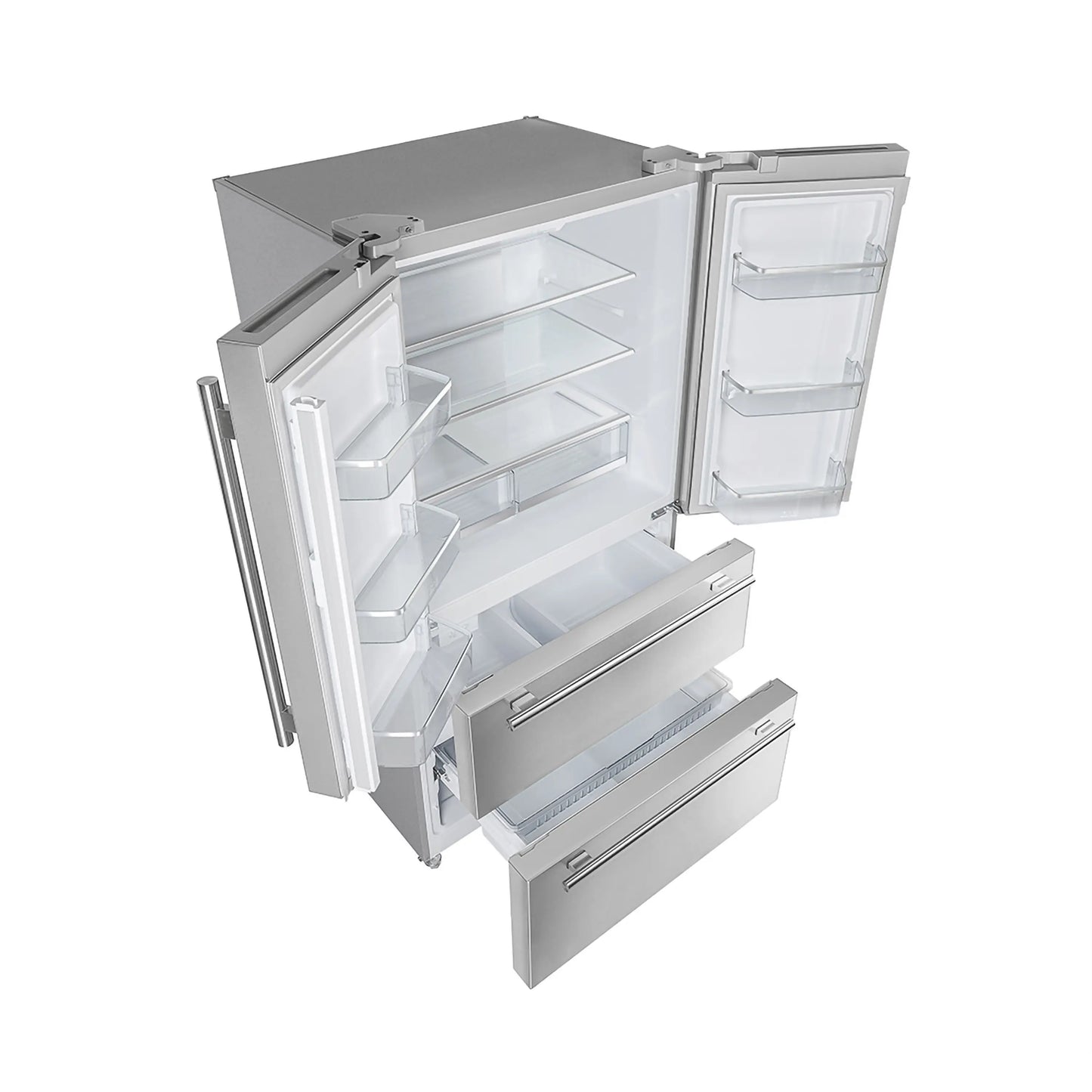 Forno 36-Inch Moena French Door Refrigerator - 19 cu.ft with Double Freezer Drawer and Ice Maker FFRBI1820-36SB -