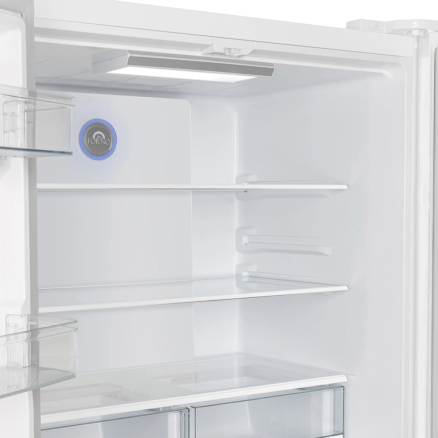 Forno Espresso Moena 36-inch 19.2 Cu.ft French Door Refrigerator in White with Stainless Steel Handle  -  FFRBI1820-36WHT