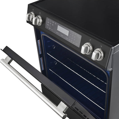 Forno 5-Piece Appliance Package - 30-Inch Induction Range, Under Cabinet Range Hood, Refrigerator with Water Dispenser, Dishwasher, and  Microwave Drawer in Black with Stainless Steel Trim - APW5-905-30BLK
