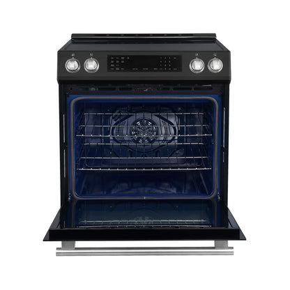 Forno 5-Piece Appliance Package - 30-Inch Induction Range, Under Cabinet Range Hood, Refrigerator with Water Dispenser, Dishwasher, and 30-Inch Microwave Oven in Black with Stainless Steel Trim - APW5-905-30BLK-MWO30