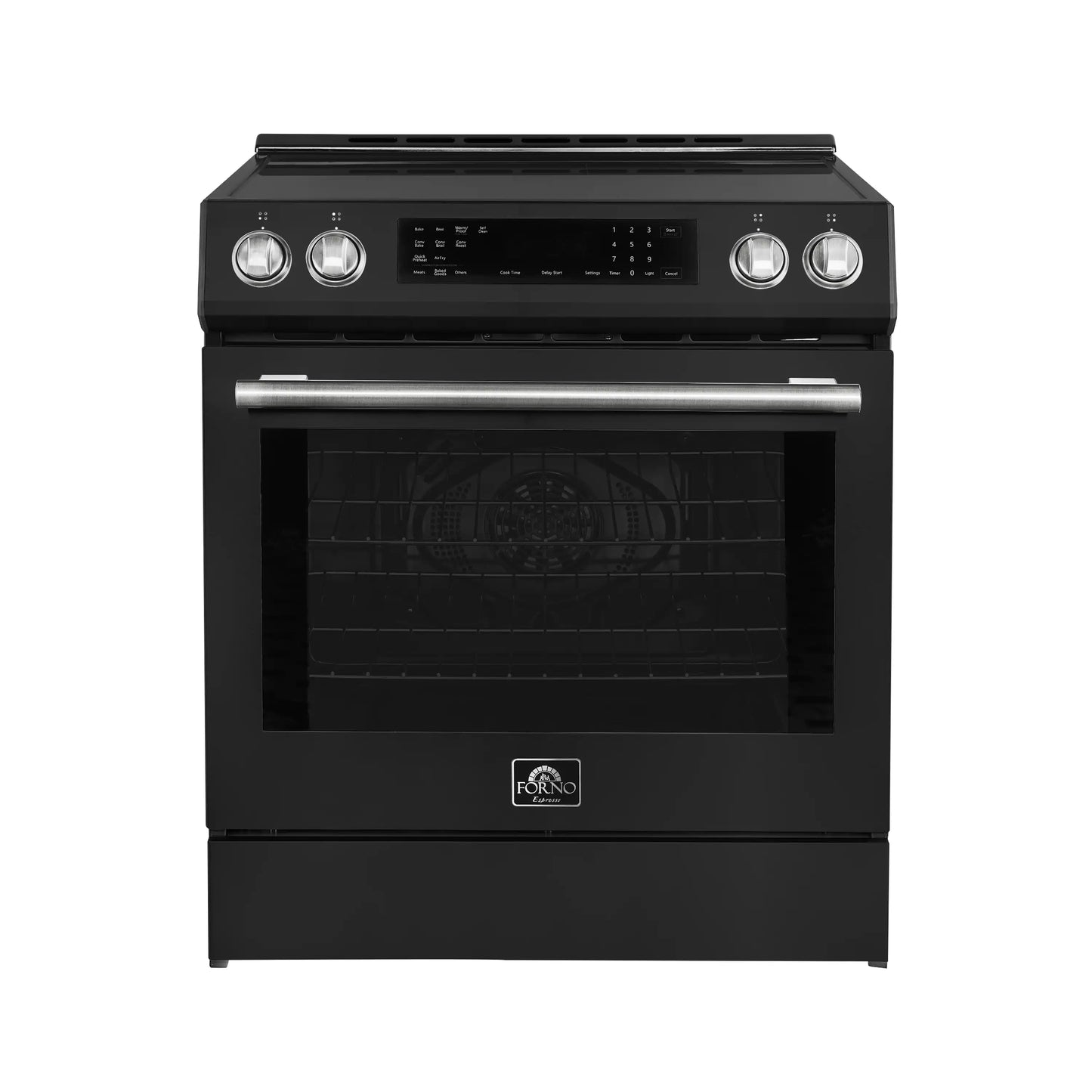 Forno 5-Piece Appliance Package - 30-Inch Induction Range, Under Cabinet Range Hood, Refrigerator with Water Dispenser, Dishwasher, and  Microwave Drawer in Black with Antique Brass Trim - APW5-905-30BLK
