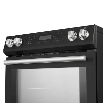 Forno 5-Piece Appliance Package - 30-Inch Induction Range, Under Cabinet Range Hood, Refrigerator, Dishwasher, and  Microwave Drawer in Black with Antique Brass Trim - APR5-905-30BLK