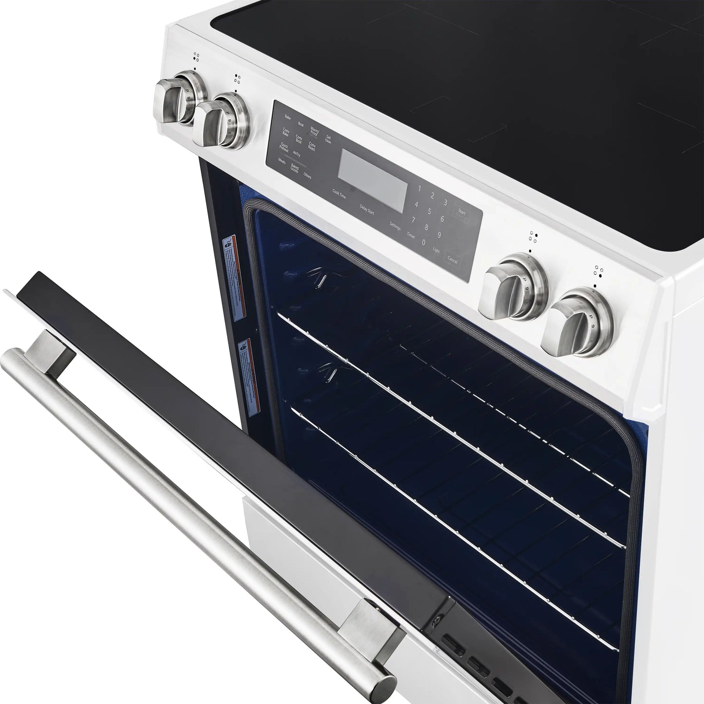 Forno 5-Piece Appliance Package - 30-Inch Induction Range, Under Cabinet Range Hood, French Door Refrigerator, Dishwasher, and 30-Inch Microwave Drawer in White with Stainless Steel Handle - APR5-905-30WHT-MWD30