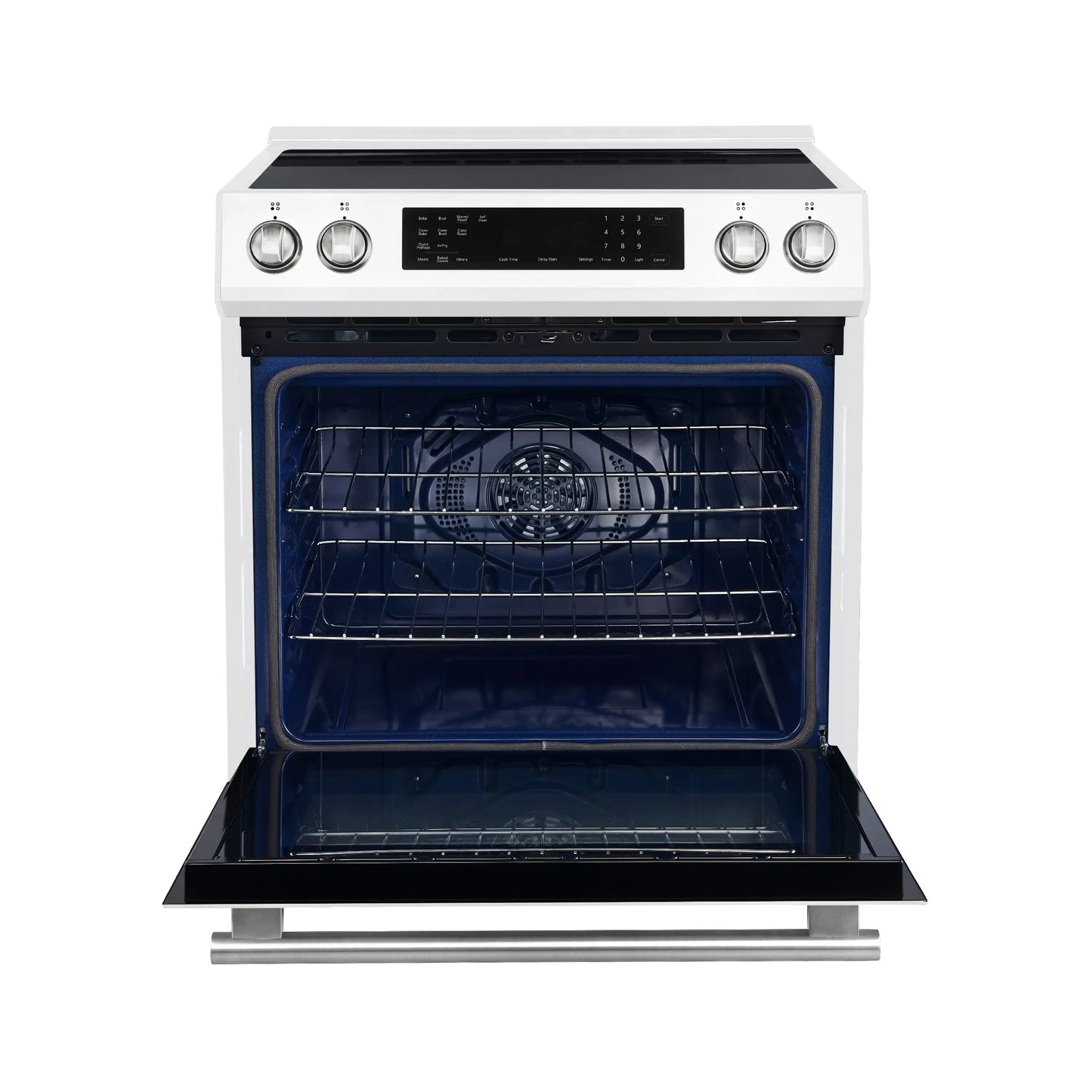 Forno 5-Piece Appliance Package - 30-Inch Induction Range, Under Cabinet Range Hood, Refrigerator, Dishwasher, and  Microwave Drawer in White with Stainless Steel Trim - APR5-905-30WHT