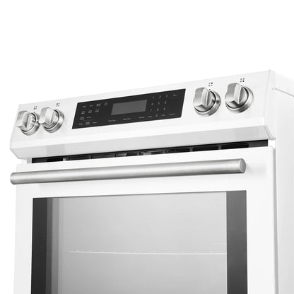 Forno 5-Piece Appliance Package - 30-Inch Inducton Range, Under Cabinet Range Hood, Refrigerator with Water Dispenser, Dishwasher, and  24-Inch Microwave Oven in White with Stainless Steel Trim - APW5-905-30WHT-MWO24