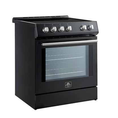 Forno 5-Piece Appliance Package - 30-Inch Induction Range, Under Cabinet Range Hood,  French Door Refrigerator with Water Dispenser, Dishwasher, and  Microwave Drawer in Black with Stainless Steel Trim - APW5-982-30BLK