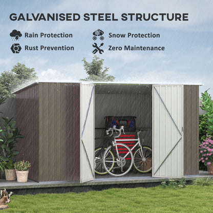 Outsunny 11' x 6' Metal Storage Shed with Lockable Door for Backyard, Garden, Lawn, Light Gray - 845-680V01LG