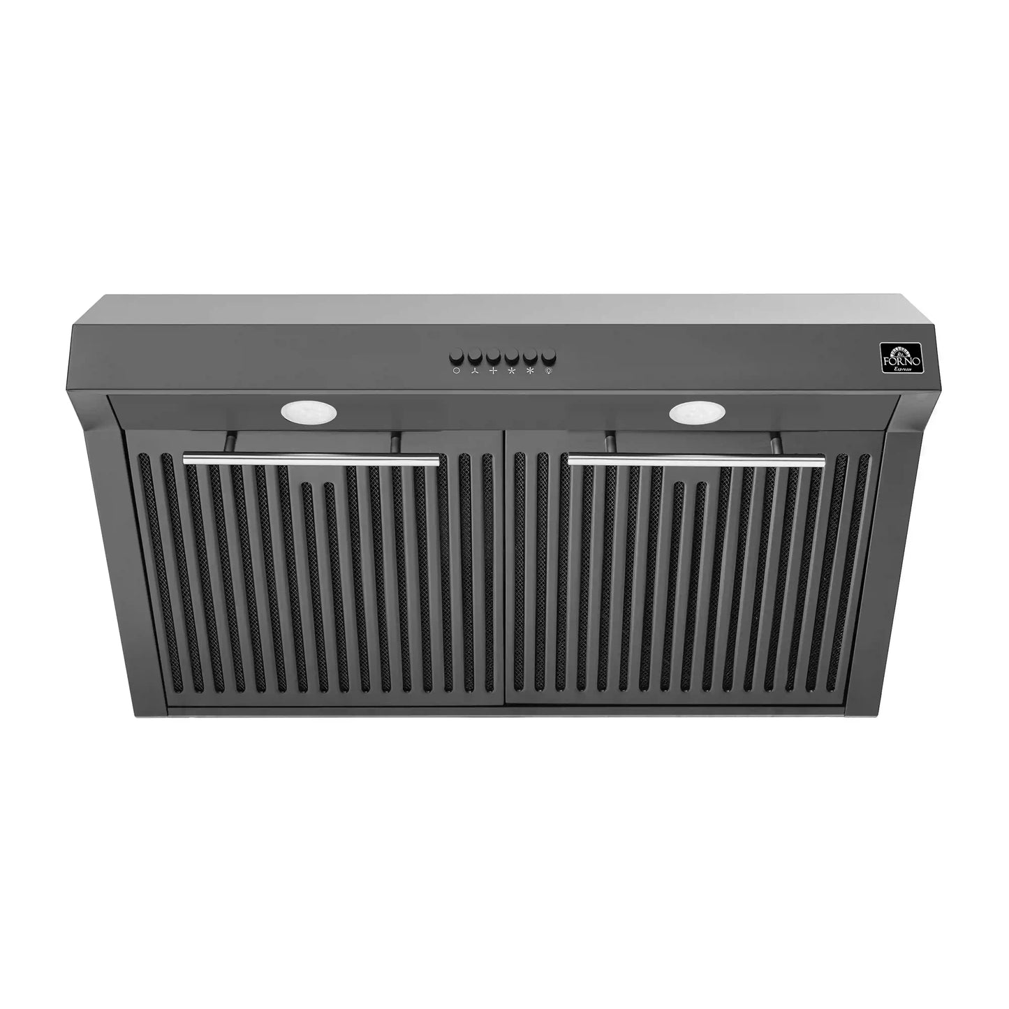 Forno 5-Piece Appliance Package - 30-Inch Inducton Range, Under Cabinet Range Hood, Refrigerator with Water Dispenser, Dishwasher, and  24-Inch Microwave Oven in Black with Stainless Steel Trim - APW5-905-30BLK-MWO24