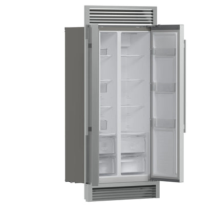 Forno 33-Inch Salerno Side-by-Side Counter Depth Refrigerator 15.6 Cu. Ft. in Stainless Steel with Professional Handle & 4” Decorative Grille  - FFRBI1805-37SG