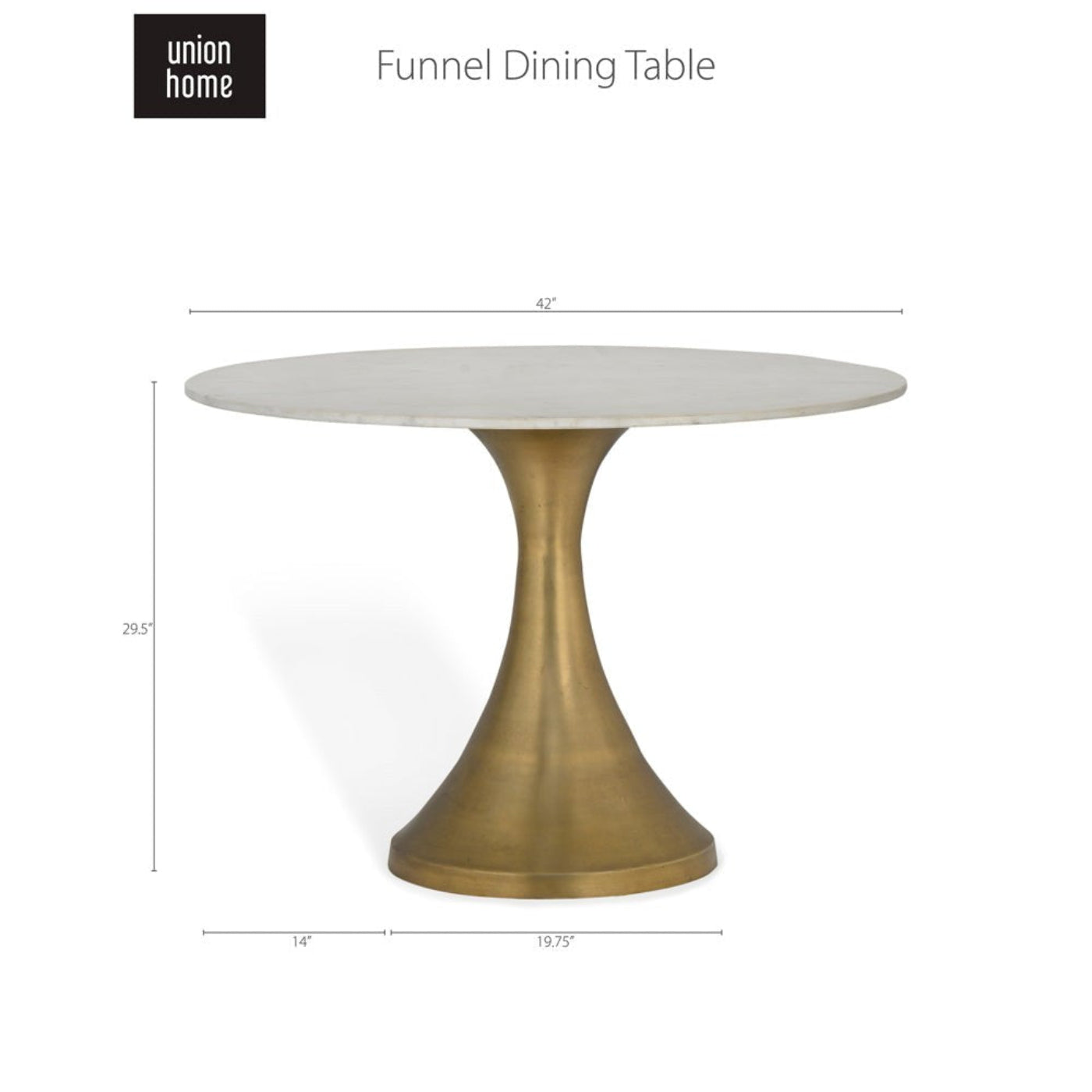 Union Home Funnel Dining Table - White  - DIN00136