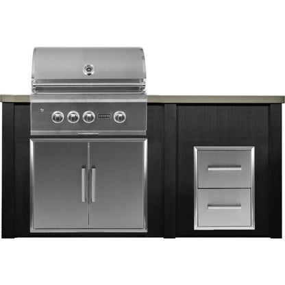 Haven Outdoor 72-Inch Outdoor Kitchen Island with 2 Drawer Cabinet Space - HCOY72DRAWAB