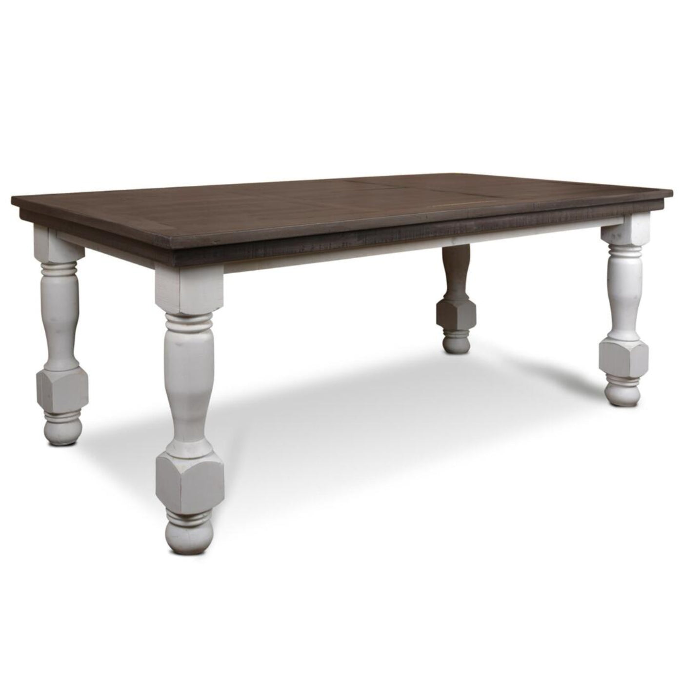 Sunset Trading Rustic French 78" Rectangular Dining Table | Distressed White and Brown Solid Wood HH-8750-078