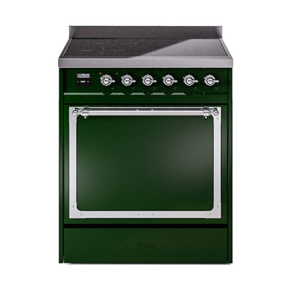 GREE ILVE 30 Inch Nostalgie II Noblesse Freestanding Induction Range with 4 Elements, Solid Door with Chrome Trim - UNI304QNMPBKC