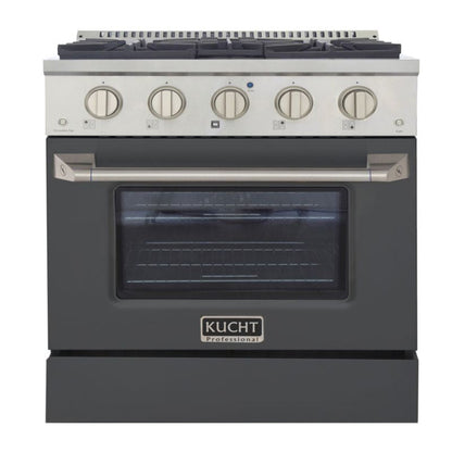 GREE Kucht 30 Inch Pro-Style KDF Series Liquid Propane Gas Stainless Steel Dual Fuel Range with Grey Oven Door - KDF302/LP-GR