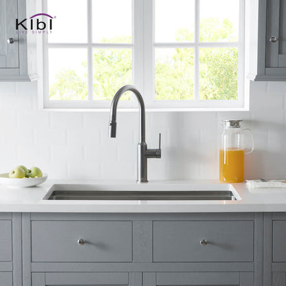 Kibi Hilo Single Handle High Arc Pull Down Kitchen Faucet in Titanium Finish - KKF2008TT