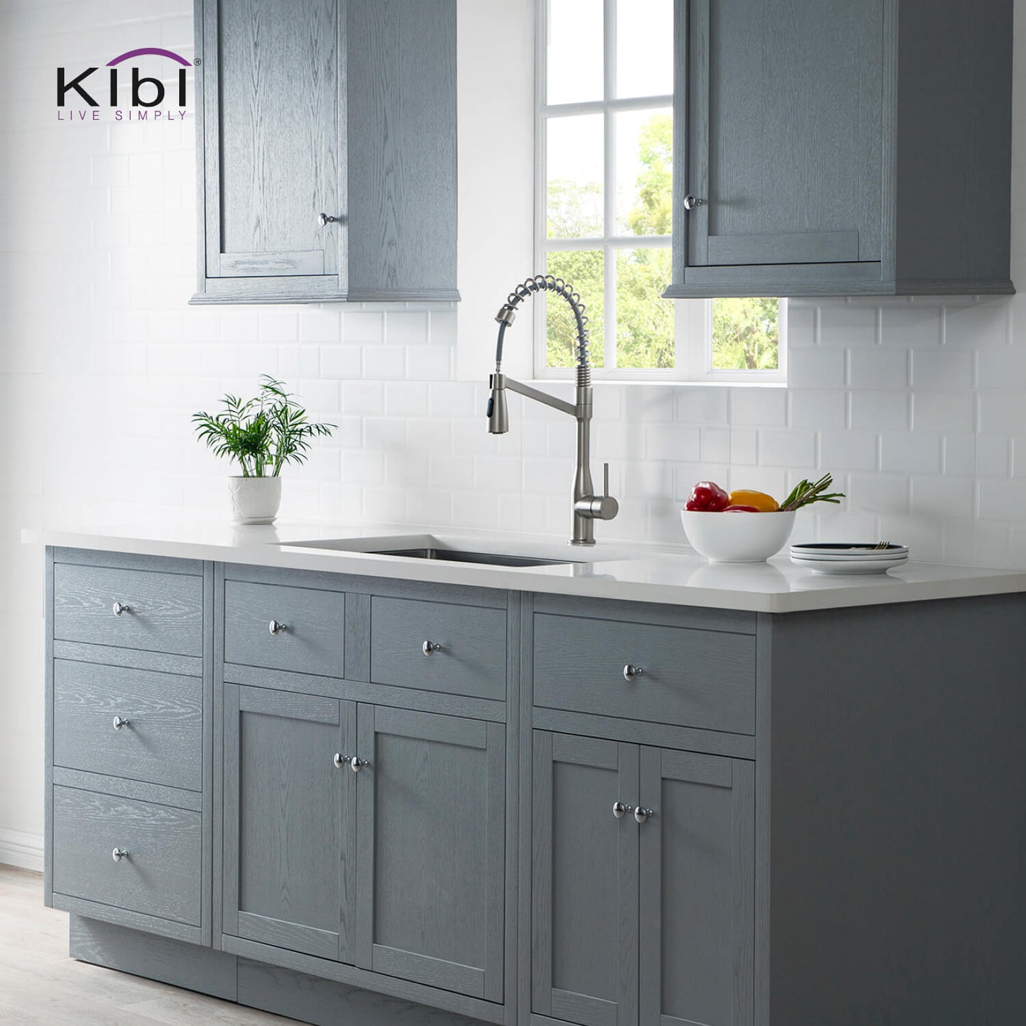 Kibi Largo Single Handle Pull Down Kitchen Faucet in Brushed Nickel Finish - KKF2006BN