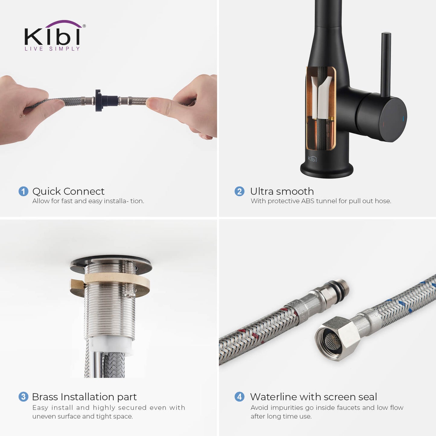 Kibi Largo Single Handle Pull Down Kitchen Faucet in Matte Black Finish - KKF2006MB