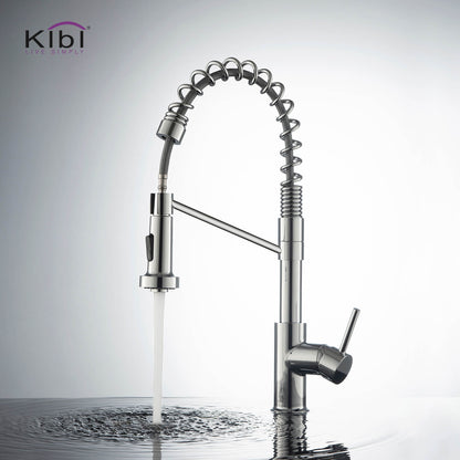 Kibi Lodi Single Handle High Arc Pull Down Kitchen Faucet In Chrome Finish - KKF2004CH