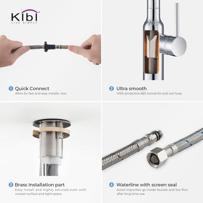 Kibi Macon Single Handle High Arc Pull Down Kitchen Faucet in Chrome Finish - KKF2007CH