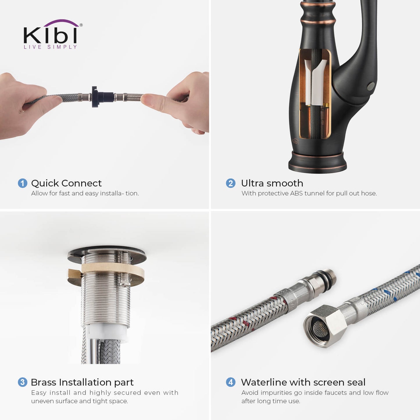 Kibi Summit Single Handle High Arc Pull Down Kitchen Faucet in Oil Rubbed Bronze Finish - KKF2009ORB