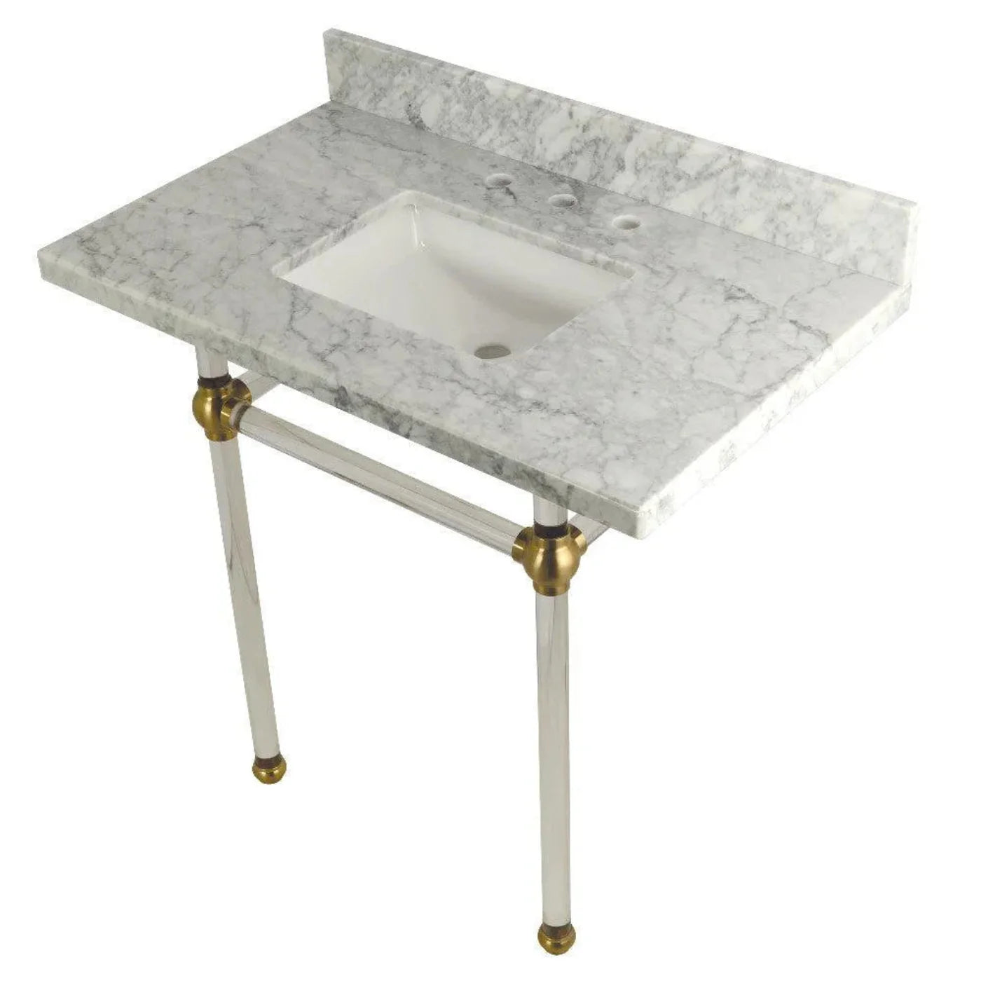 Kingston Brass Templeton 36 in. x 22 in. Carrara Marble Vanity Top with Clear Acrylic Console Legs - KVPB36MASQ