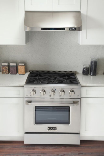 Kucht 30 Inch Pro-Style KDF Series Natural Gas Stainless Steel Dual Fuel Range with Silver Oven Door - KDF302-S