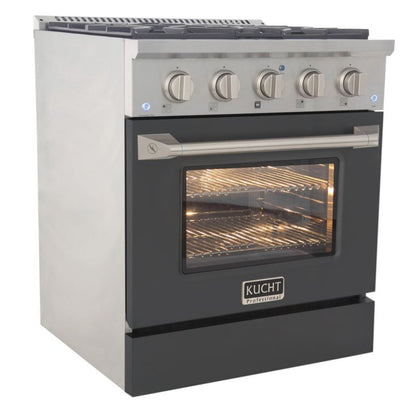 Kucht 30 Inch Pro-Style KDF Series Natural Gas Stainless Steel Dual Fuel Range with Grey Oven Door - KDF302-GR