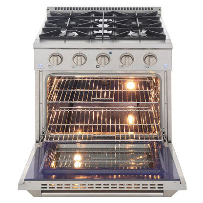 Kucht 30 Inch Pro-Style KDF Series Natural Gas Stainless Steel Dual Fuel Range with Silver Oven Door - KDF302-S