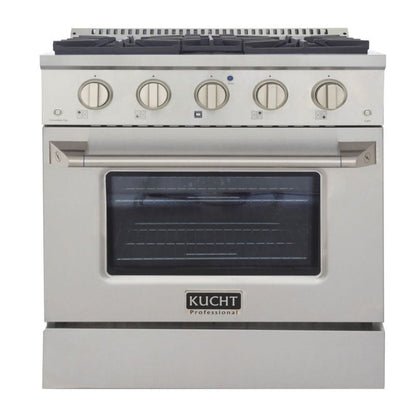 Kucht 30 Inch Pro-Style KDF Series Natural Gas Stainless Steel Dual Fuel Range with Silver Oven Door - KDF302-S