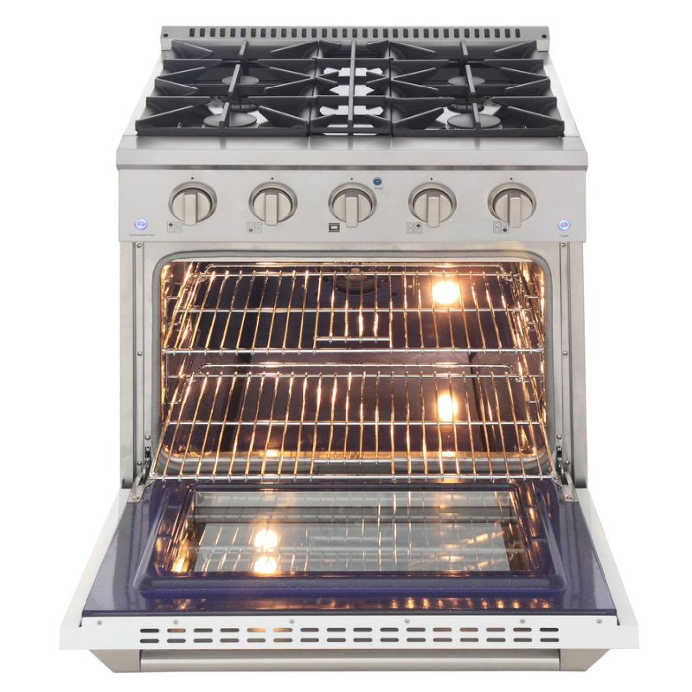Kucht 30 Inch Pro-Style KDF Series Natural Gas Stainless Steel Dual Fuel Range with White Oven Door - KDF302-W