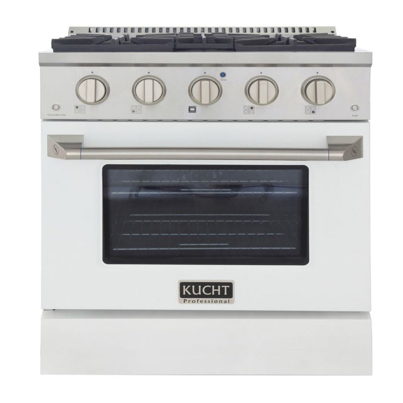 Kucht 30 Inch Pro-Style KDF Series Natural Gas Stainless Steel Dual Fuel Range with White Oven Door - KDF302-W