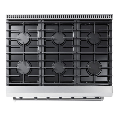 Thor Kitchen 4 Piece Appliance Package - 36 in. Liquid Propane Range, Range Hood, Refrigerator & Dishwasher Appliance Package, AP-LRG3601ULP-3