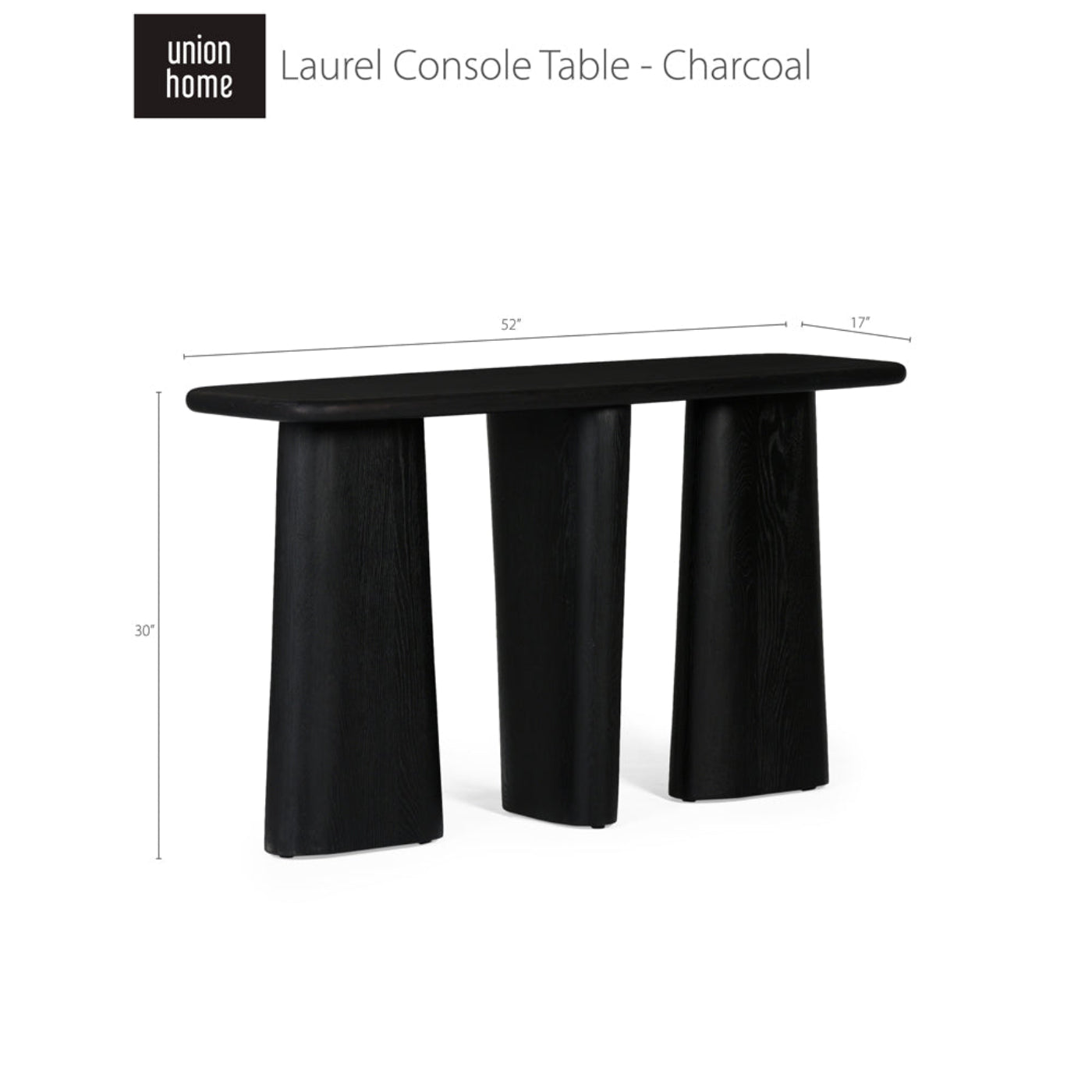 Union Home Laurel Console Table - Charcoal -  LVR00268
