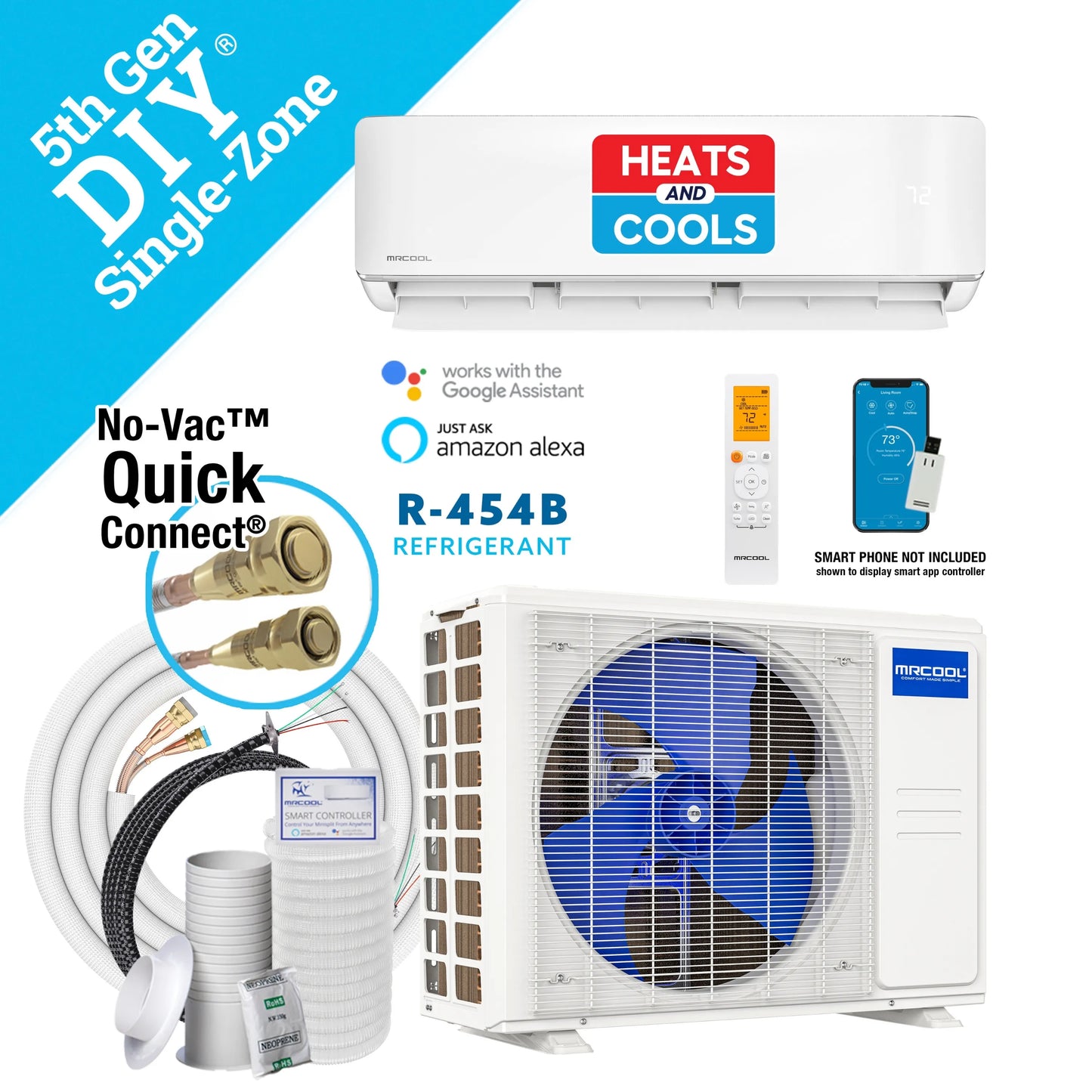MRCOOL DIY 5th Gen E Star 18,000 BTU Single Zone Mini Split Complete System with 25 Ft. Line Set, 230V  - DIY-18-HP-WM-230D25-O