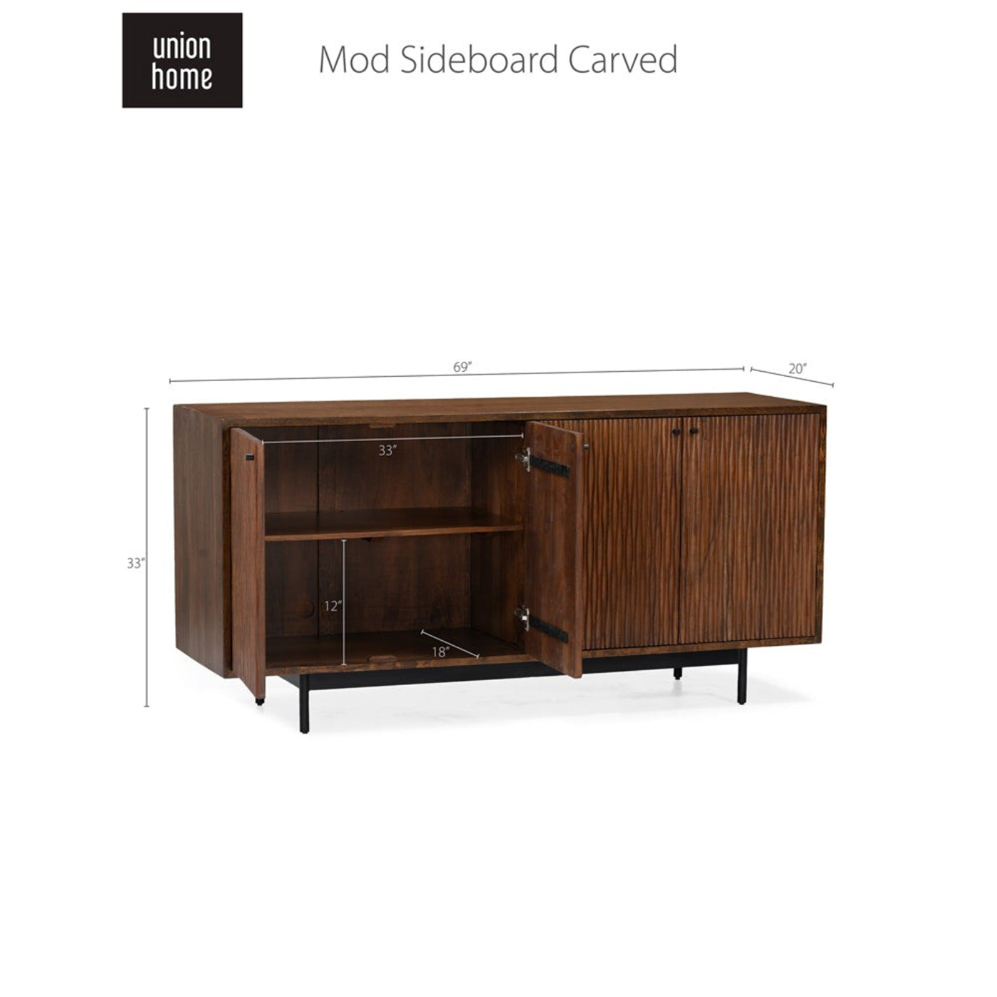 Union Home Mod Sideboard Carved -  LVR00253