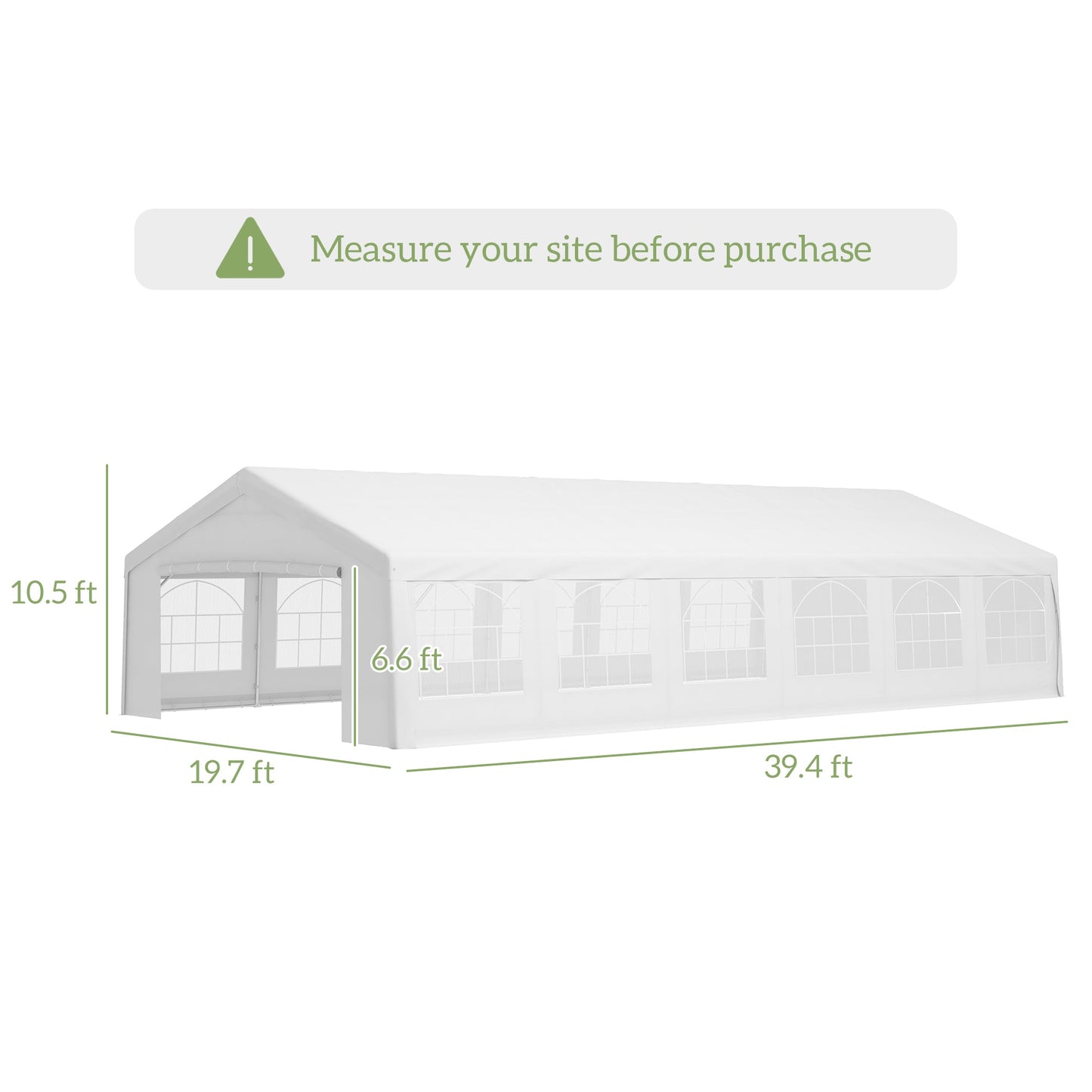 Outsunny 20' x 40' Heavy-duty Party & Wedding Tent with Sidewalls, White - 84C-020