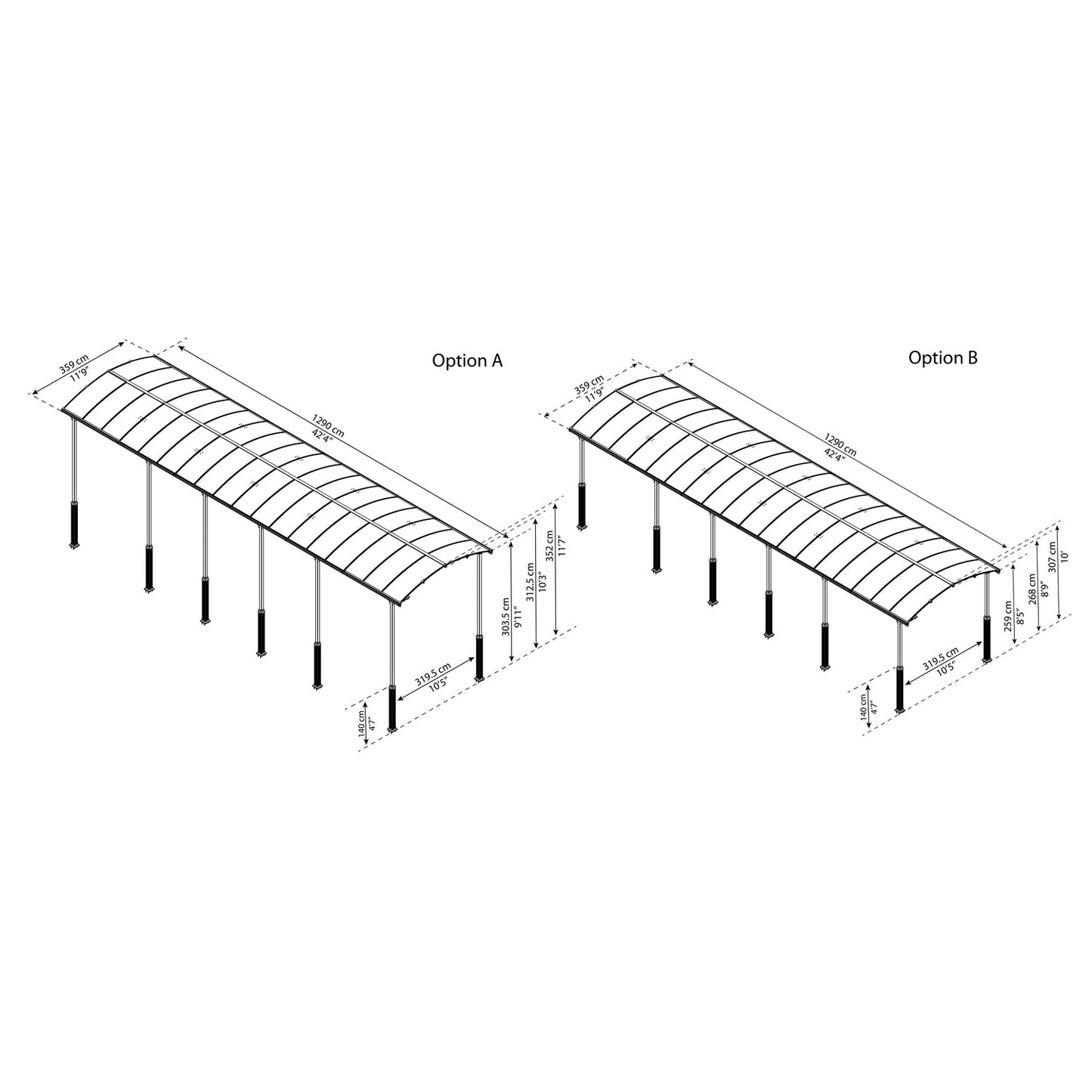 Palram - Canopia | Arcadia Alpine RV Carport 12x42x11.5 ft - HG9129