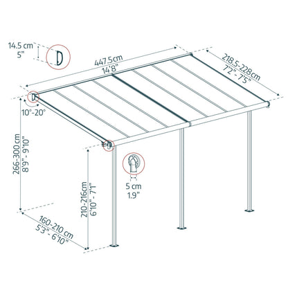 Palram - Canopia | Sierra Patio Cover - 7.5ft Wide - HG9075